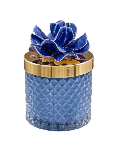 Bomboniera candela Diamond Capodimonte, azzurro, piccola – Ø 6,8 H