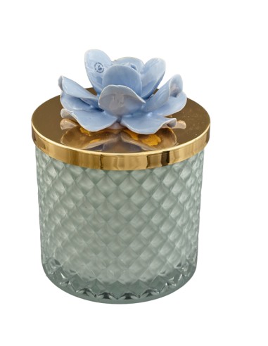 Kerze als Gastgeschenk: Diamond Capodimonte, taubenblau, groß – Ø