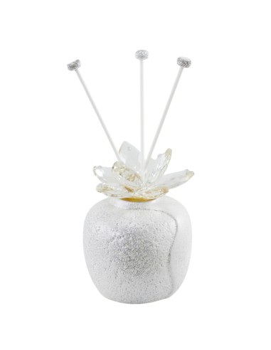 Duftspender als Gastgeschenk: rund, weiß, glitter, Swarovski-Dekor