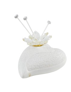 Diffuseur souvenir : en cœur, blanc, glitter, décor Swarovski