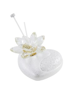 Diffuser favour: heart-shaped, white, glitter, Swarovski