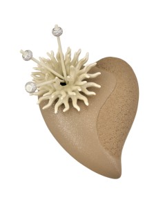 Diffuser favour: with decorative coral, heart-shaped, ivory, large