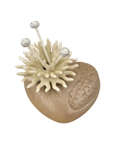 Diffuser favour: with decorative coral, heart-shaped, ivory, small