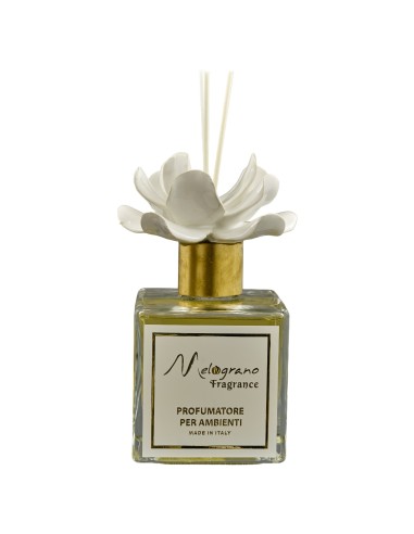 Diffuser favour: with Capodimonte-style rose, white, 500 ml – H 15