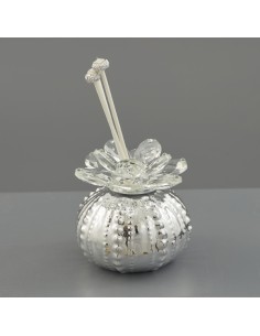 Diffuseur souvenir : rond avec bouchon fleur, argenté, petit format