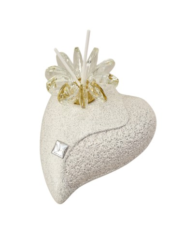Diffuser favour: heart-shaped, white, glitter, large – 13 × 15 × 10