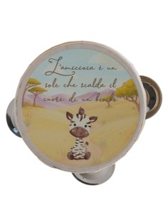 Decorative tambourine favour: Zac the zebra – Ø 10 cm