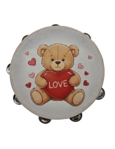 Tambourin décoratif souvenir : ourson avec cœur Love – Ø 25 cm