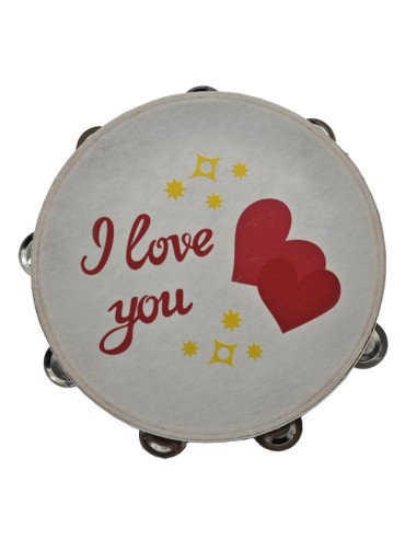 Bomboniera tamburello decorativo cuori e stelle I Love You – Ø 25 cm