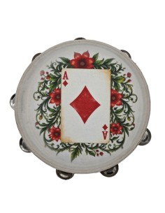 Bomboniera tamburello decorativo asso di quadri – Ø 25 cm