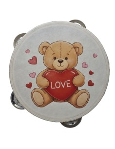 Tambourin décoratif souvenir : ourson avec cœur Love – Ø 15 cm