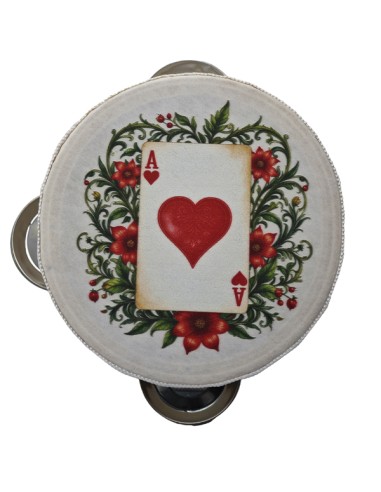 Bomboniera tamburello decorativo asso di cuori – Ø 10 cm