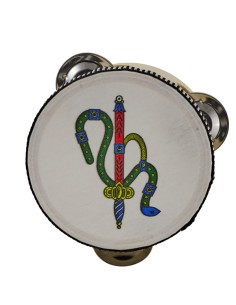 Decorative tambourine favour: ace of swords – Ø 10 cm