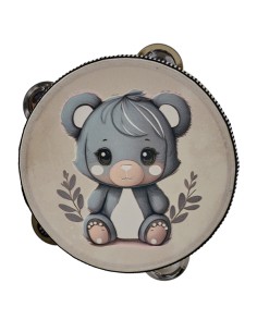 Dekoratives Tamburin als Gastgeschenk: hellblauer Teddybär – Ø 15 cm