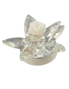 Bomboniera fiore LED con petali in Forex e rosa stabilizzata