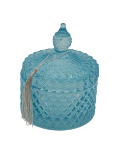 Bomboniera scatola in vetro, Prisma, azzurro, bassa, grande – Ø
