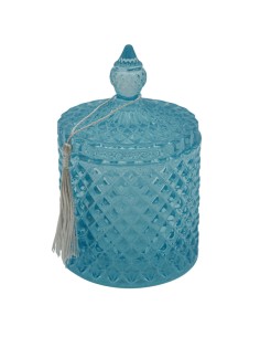 Glasdose als Gastgeschenk, Prisma, blau, hoch, mittel – Ø 8,5 H 14