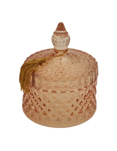 Glass box favour, Prisma, salmon pink, low, large – Ø 10,5 H 12,5 cm