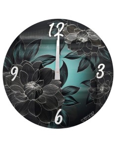 Runde Wanduhr Peonia, grün, silberfarbene Details – Ø 60 cm