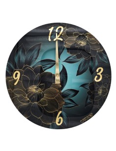 Runde Wanduhr Peonia, grün, goldfarbene Details – Ø 60 cm