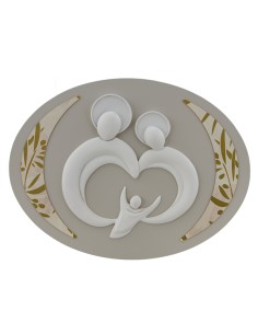 Heilige Familie Wandbild, oval, stilisiert, Plex-Dekor – 45 × 60 ×