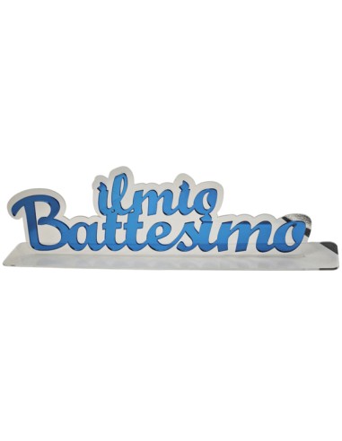 Scritta decorativa in plex Doubleplex «Il Mio Battesimo», celeste