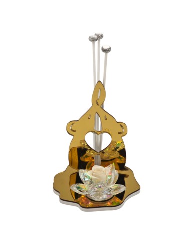 Crystal diffuser favour with elephants and rose, gold-tone finish