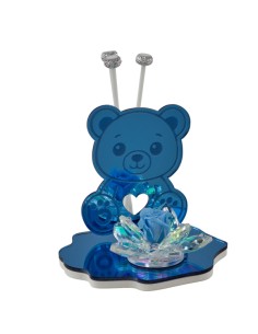 Diffuseur en cristal avec ourson et rose souvenir, bleu ciel
