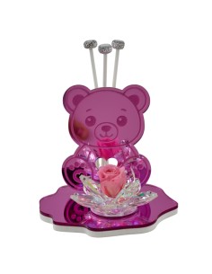 Diffuseur en cristal avec ourson et rose souvenir, rose