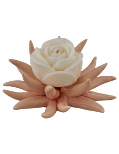 Seeigel als Gastgeschenk, lachsrosa, groß, mit Rosenkerze – 6,5 ×
