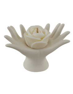 Mains hautes blanc satiné souvenir, avec bougie en forme de rose