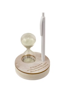 Sanduhr als Gastgeschenk, goldfarbene Ausführung, mittel, mit Stift