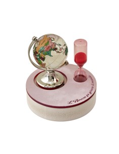 Globe terrestre souvenir, rouge, petit format, coloré, avec sablier