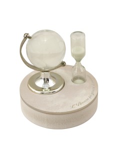 Bomboniera mappamondo, bianco, piccolo, satinato, con clessidra – 8
