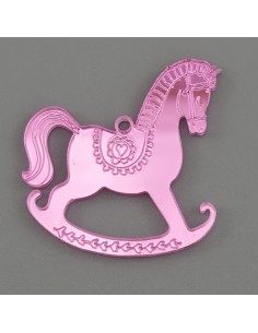 Applicazione in plex, cavallo a dondolo, rosa – 4,5 cm