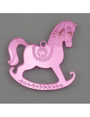 Applicazione in plex, cavallo a dondolo, rosa – 4,5 cm