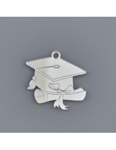 Applicazione in plex, tocco laurea, finitura argentata – 4,5 cm