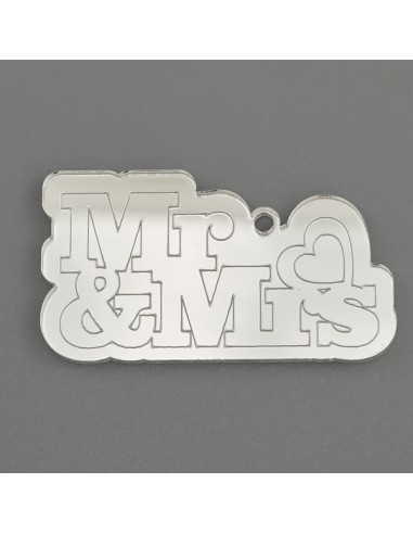 Plex decorative piece, «Mr&Mrs» inscription, silver-tone finish