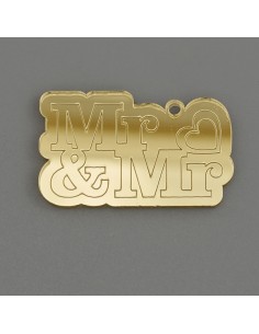 Deko-Applikation aus Plex, Schriftzug «Mr&Mr», goldfarbene
