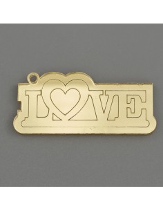 Deko-Applikation aus Plex, Schriftzug «Love», goldfarbene