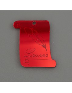 Deko-Applikation aus Plex, Abschlussrolle, rot – 4 cm