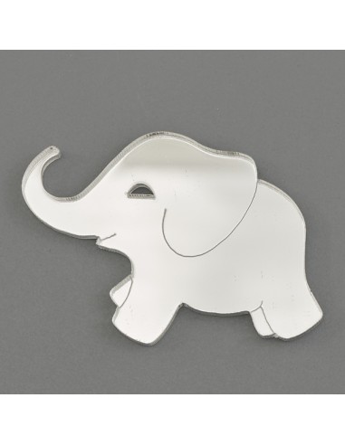 Deko-Applikation aus Plex, Elefant, silberfarbene Ausführung – 4 cm