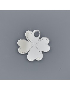 Plex decorative piece, four-leaf clover, silver-tone finish – 4 cm