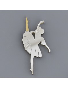 Application décorative en plex, ballerine, finition argentée – 7 cm