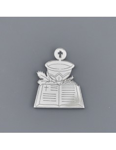 Applicazione in plex, libro Comunione, finitura argentata – 4,5 cm