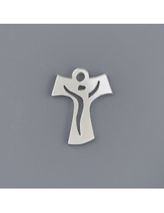Application décorative en plex, croix Tau, finition argentée – 4 cm