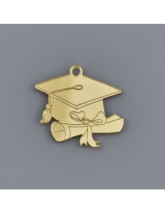 Application décorative en plex, chapeau de diplômé, finition dorée