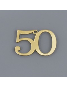Application décorative en plex, 50e anniversaire, finition dorée