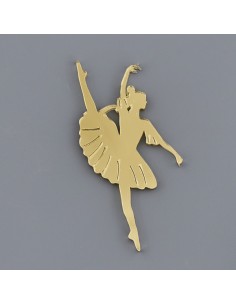 Application décorative en plex, ballerine, finition dorée – 7 cm