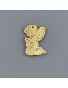 Applicazione in plex, bambina in preghiera, finitura dorata – 4 cm
